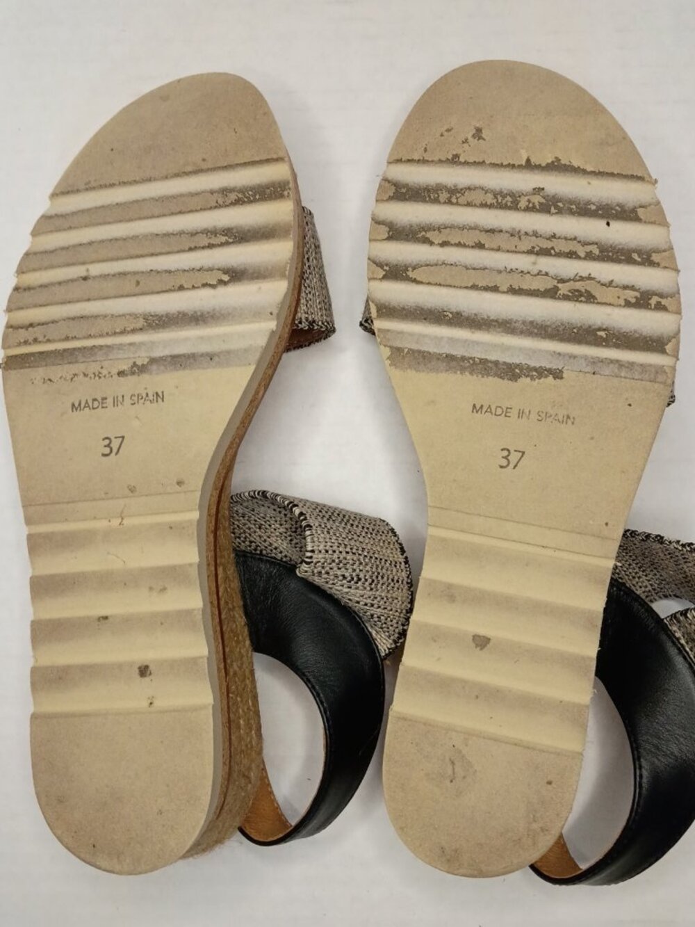 Andre Assous Neveah Black Linen Espadrille Wedge Sandals Size 6 - Picture 7 of 7